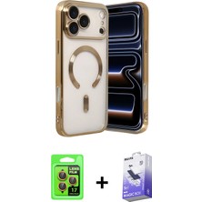 Marsilyan™- iPhone 17 Pro Kılıf Nova Işık Özel Seri - Siyah Bilvis 5in1 5d Magic Hayalet Cam Ekran Koruyucu + Raze Metal Kamera Lens - Tu