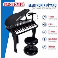 Bontempi 32 Tuşlu Işıklı Piyano Seti Mikrofonlu, Tabureli, Kayıt ve Riascolto Özellikli Elektronik M
