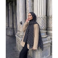 Revam Collection Siyah Puantiye Desenli Pamuk Soft Şal Tüm Sezonlar İçin Rahat ve Şık