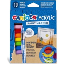 Carioca Akri̇li̇k Pai̇nt Marker Su Bazli Firça Uçlu 10'lu