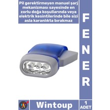 Wintoup #fener Kamp Outdoor Aydınlatma Şarjlı Pilsiz Şık Manuel El Feneri Acil Durum Dinamolu Fener Mavi