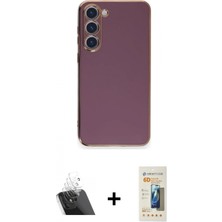 Marsilyan™- Galaxy S23 Plus Kılıf Yankı Serisi - Siyah 6d Mat Seramik Hayalet Nano Ekran Koruyucu + Kamera Lens Koruma Cam - Sf