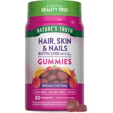 Nature's Truth Hair Skin And Nails Gummies | 80 Count | 2500MCG Of Biotin | Vegan, Non-Gmo, Gluten Free Supplement | Vitamin For Women & Men - Abd Menşei