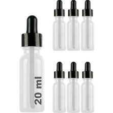 Crazy Shops 20 ml Metal Kapaklı Damlalık Dropper Şişesi Serum 20 cc Cam Şişe 6 Adet (Siyah Kapak, Şeffaf)