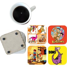 Ghostbastır Design Taş Devri Dekoratif Ahşap Bardak Altlığı Seti 095