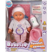 Sunman Bebelou Tuvalet Zamanı Sesli Bebek Seti 35 Cm. - Pembe