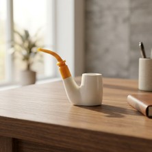 Goldenlight Meerschaum El Oyması Lületaşı Pipo Akrilik Ağızlıklı Klasik Silindir Hazneli Özel Tasarım Pipo