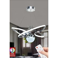 UltraMint 3 Renk Toplu Kumandalı Krom Gümüş Salon LED Avize