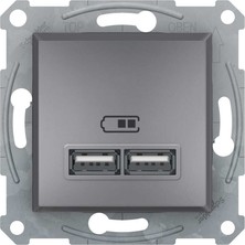 Schneider EPH2700262 Asfora Ikili 2,1 A Çerçevesiz Çelik USB Prizi