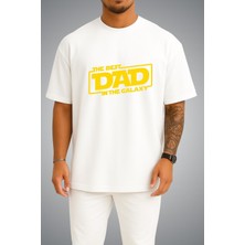 Bahriyeli Collection Oversize The Best Dad In The Galaxy Göğüs Baskılı Unisex T-Shirt