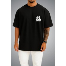 Bahriyeli Collection Oversize First Dad Cep Baskılı Unisex T-Shirt