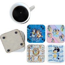 Ghostbastır Design Bluey Dekoratif Ahşap Bardak Altlığı Seti 0103