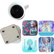Ghostbastır Design Elsa Dekoratif Ahşap Bardak Altlığı Seti 075