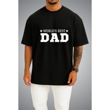 Bahriyeli Collection Oversize Worlds Best Dad Göğüs Baskılı Unisex T-Shirt