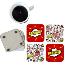 Ghostbastır Design Big Bang Theory Dekoratif Ahşap Bardak Altlığı Seti 096