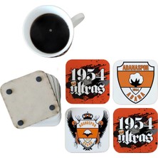 Ghostbastır Design Adanaspor Dekoratif Ahşap Bardak Altlığı Seti 0113