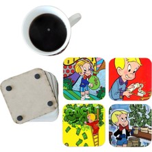 Ghostbastır Design Richie Rich Dekoratif Ahşap Bardak Altlığı Seti 064