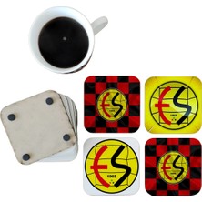 Ghostbastır Design Eskişehirspor Dekoratif Ahşap Bardak Altlığı Seti 0120