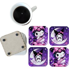 Ghostbastır Design Kuromi Dekoratif Ahşap Bardak Altlığı Seti 093