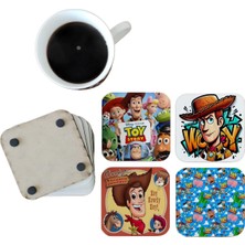 Ghostbastır Design Toy Story Dekoratif Ahşap Bardak Altlığı Seti 043
