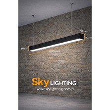 UltraMint Lineer LED Avize 80CM Siyah Kasa Beyaz Işık Salon ve Mutfak Dekoru