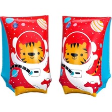 Elivora Çocuk Yüzme Kolluğu 5-12 Yaş, Astro Tiger Sevimli Hayvan Figürlü Havuz Deniz Simidi 30X15 cm