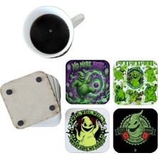 Ghostbastır Design Oogie Boogie Dekoratif Ahşap Bardak Altlığı Seti 070