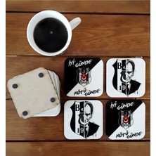 Ghostbastır Design Beşiktaş Atatürk Dekoratif Ahşap Bardak Altlığı Seti 037