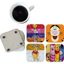 Ghostbastır Design Winnie The Pooh Dekoratif Ahşap Bardak Altlığı Seti 034