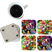 Ghostbastır Design Süper Mario Dekoratif Ahşap Bardak Altlığı Seti 073