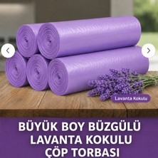 50 Adet Lavanta Kokulu Büzgülü Çöp Torbası 65X70