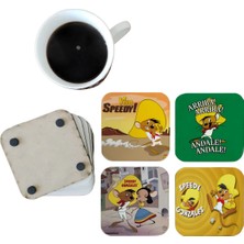Ghostbastır Design Hızlı Gonzalez Dekoratif Ahşap Bardak Altlığı Seti 0112