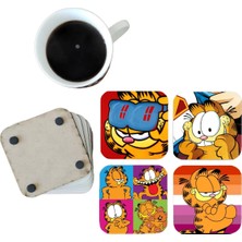 Ghostbastır Design Garfield Dekoratif Ahşap Bardak Altlığı Seti 0110