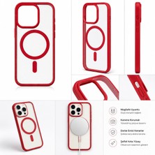Akbix Accessory iPhone 14 Pro Uyumlu Kenarları Kırmızı Renkli Magsafeli Kılıf