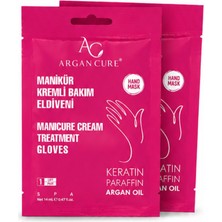 Argan Cure Manikür Kremli Bakım Eldiveni Keratin Parafin Argan Yağı Içerikli Nemlendirici El Maskesi 14 ml (2 Çift)