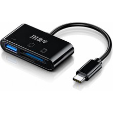 Jinghua Type-C 3ü 1 Arada Kart Okuyucu Hub, Sd Microsd Tf Kart ve USB 2.0 Girişli Otg Adaptör, MacBook Telefon Pc Uyumlu, Fotoğraf Video Dosya Aktarımı, Tak Çalıştır D408