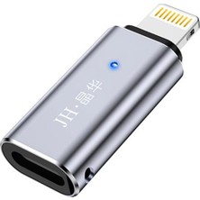 Jinghua Type-C Dişi - Lightning Erkek Otg Adaptör, Pd 27W Hızlı Şarj Destekli USB 2.0 Çevirici, iPhone iPad Uyumlu, LED Göstergeli, Akıllı Çip Korumalı Metal Gövde S519