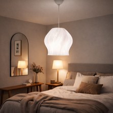 UltraMint Modern Dalgalı Sarkıt Avize, Beyaz Minimalist Tavan Lambası, Iskandinav Stil