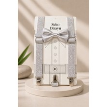 Seko Dizayn 1-14 Yaş Gümüş Erkek Çocuk Ayarlanabilir Askı Papyon Seti