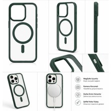 Akbix Accessory iPhone 14 Pro Uyumlu Kenarları Yeşil Renkli Magsafeli Kılıf