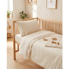 Pufuduk Baby Fistolu Müslin Nevresim Takımı 100X150 cm Lastikli Çarşafı 70X120 Bebek Çocuk Yatağı Ekru