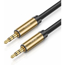 Jinghua 3.5mm - 3.5mm Aux Ses Kablosu 3 Metre, Erkek Erkek Stereo Audio Kablo, Kulaklık Hoparlör Bilgisayar Amfi Uyumlu, Metal Gövde, Naylon Örgü, Altın Kaplama Jak A580H
