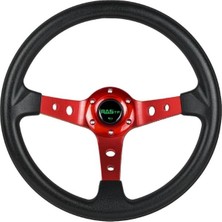 Gümrük Bey Universal Rastp 14” Kırmızı Derin Tasarım Yarış Direksiyonu – 350 Mm, 6 Cıvata, Korna Düğmeli
