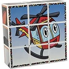 Plus Moda Neşeli Taşıtlar Manyetik 3D Küp Puzzle - (9 Mıknatıslı Küp 6 Yapboz) - Gemi//tren/roket/ufo/balon