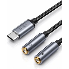 Jinghua Type-C - Çift 3.5mm Kulaklık Mikrofon Dönüştürücü, Ses Ayırıcı Adaptör, Type-C Telefon Tablet Bilgisayar Uyumlu, Mikrofon ve Kulaklık Için Tak Çalıştır Aux Çevirici A563C