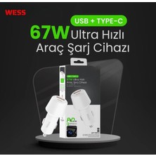 Wess 67W Ultra Hızlı Şarj | Tüm Araçlarla Uyumlu | Iphone, Samsung, Xiaomi ve Redmi Destekli