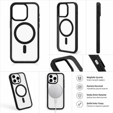 Akbix Accessory iPhone 12 Pro Max Uyumlu Kenarları Siyah Renkli Magsafeli Kılıf
