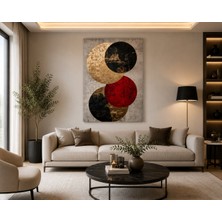 Othello Art Gold Siyah Kırmızı Soyut Geometrik Kanvas Tablo – Modern Lüks Salon Ofis Duvar Dekoru Abstract Tasarım