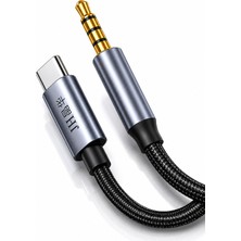Jinghua Type-C - 3.5mm Aux Ses Kablosu 1 Metre, Dac Çipli Dijital Audio Dönüştürücü, Telefon Araç Hoparlör Uyumlu, 90DB Parazitsiz, Metal Gövde, Kalın Naylon Örgü A557C