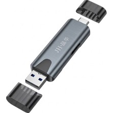 Jinghua USB 2.0 Type-C Otg Sd Tf Microsd Kart Okuyucu, Çift Girişli Hafıza Kart Adaptörü, Telefon Tablet Laptop Bilgisayar Uyumlu, Alüminyum Gövde, Koruyucu Kapak N458